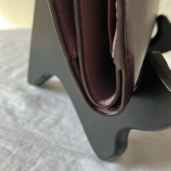 Kate Spade: Plum Purple Leather Bifold Card Wallet- Snap Closure - Picture 3 of 16